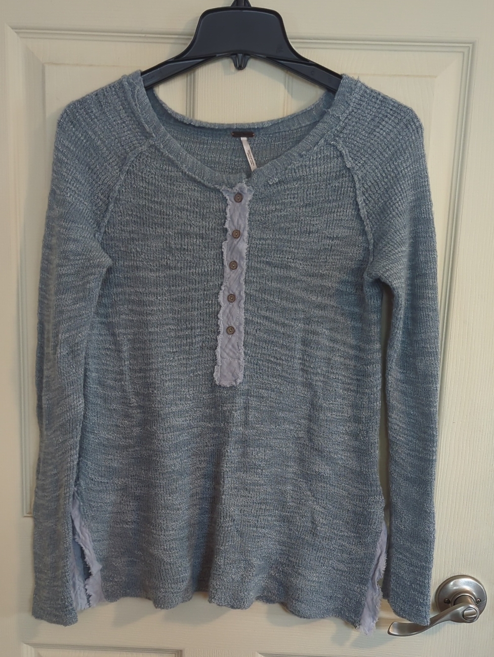 Free People Light Blue Mountain Song Henley Knit